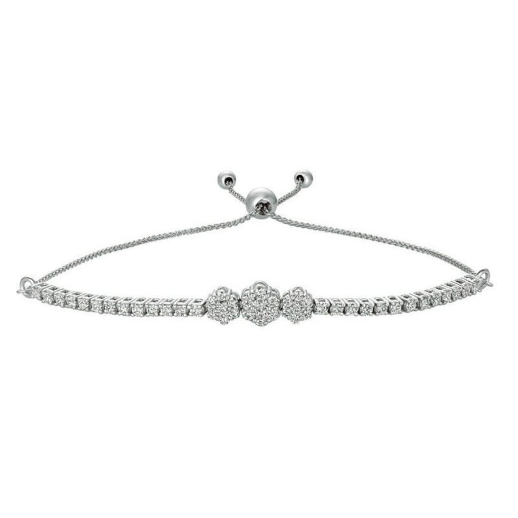 1.00 Carat Diamond Bolo 3 Flower Bracelet